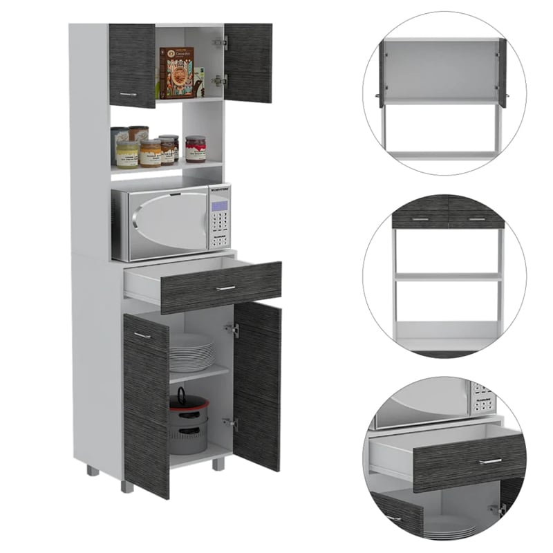 Boahaus Amiens Pantry (Smokey Oak / White)