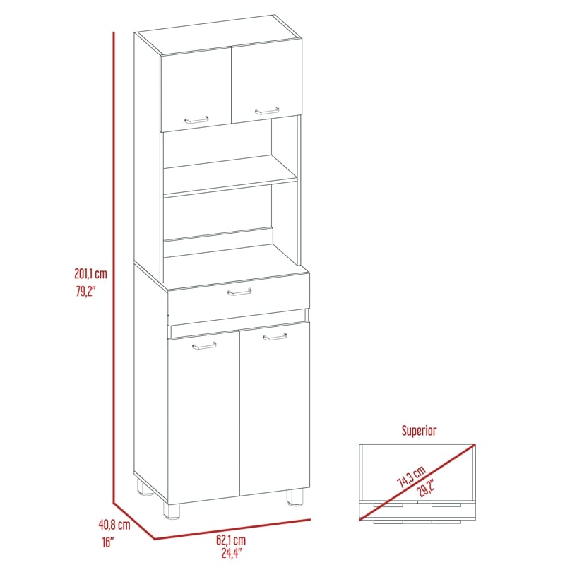 Boahaus Amiens Pantry (Smokey Oak / White)