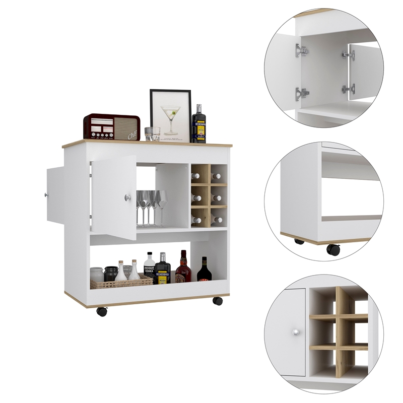 Boahaus Salisbury Bar Cabinet (Light Oak/White)