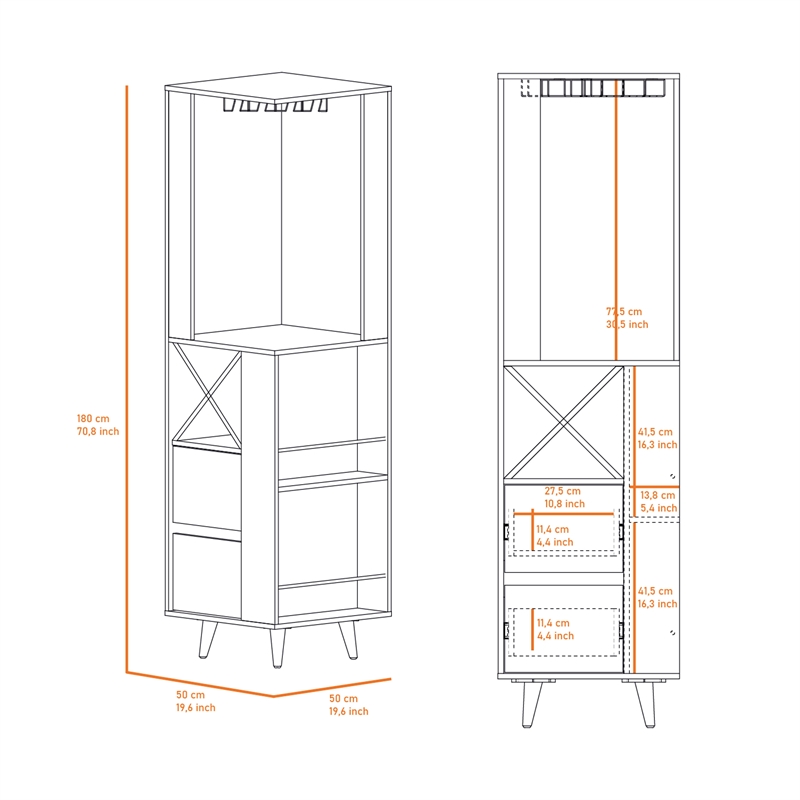 Boahaus Ripon Bar Cabinet (Pine/Matt Gray)