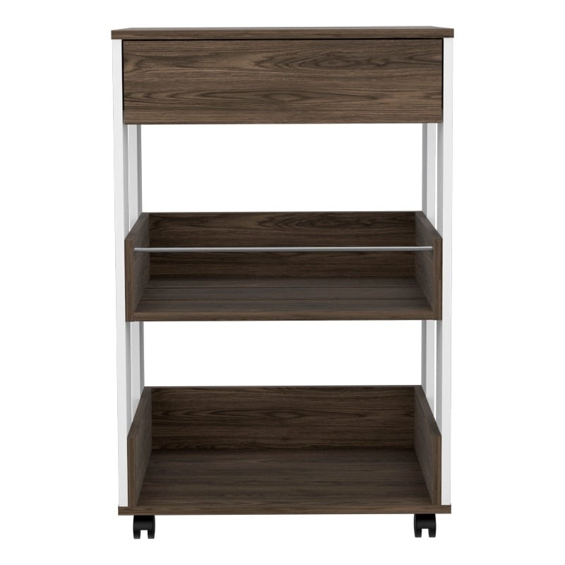 Boahaus Jamestown Bar Cart (White/Dark Walnut)