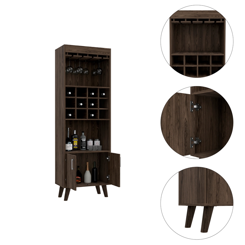 Boahaus Tenby Bar Cabinet (Dark Walnut)