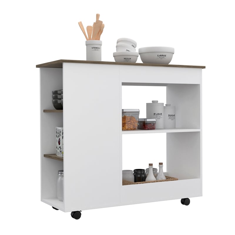 Boahaus Ajaccio Kitchen Cart (White / Dark Brown)