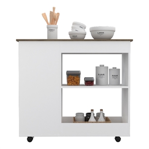 Boahaus Ajaccio Kitchen Cart (White / Dark Brown)