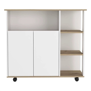 Boahaus Quimper Kitchen Island (Light Oak / White)