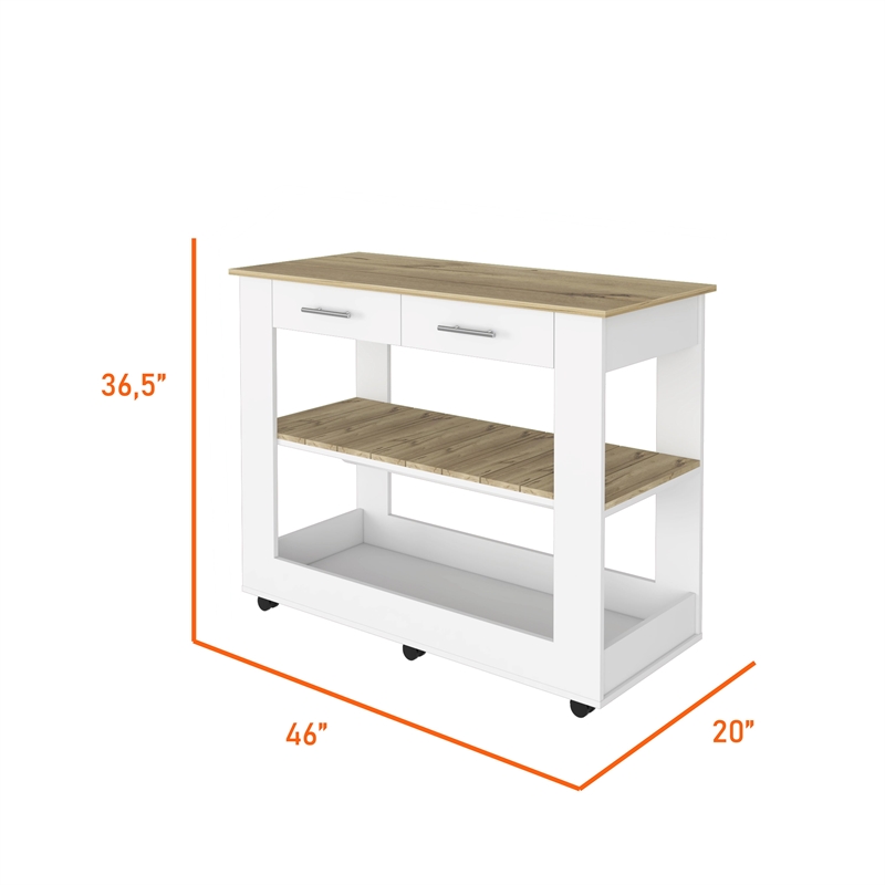 Boahaus Limoges Kitchen Island (White / Light Oak)