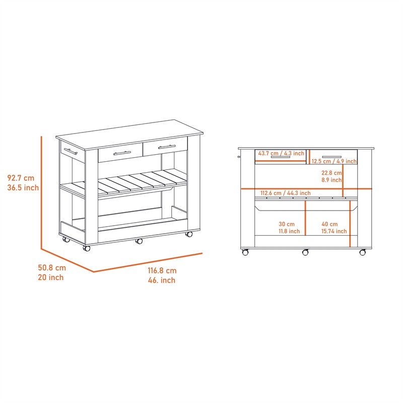 Boahaus Limoges Kitchen Island (White / Light Oak)
