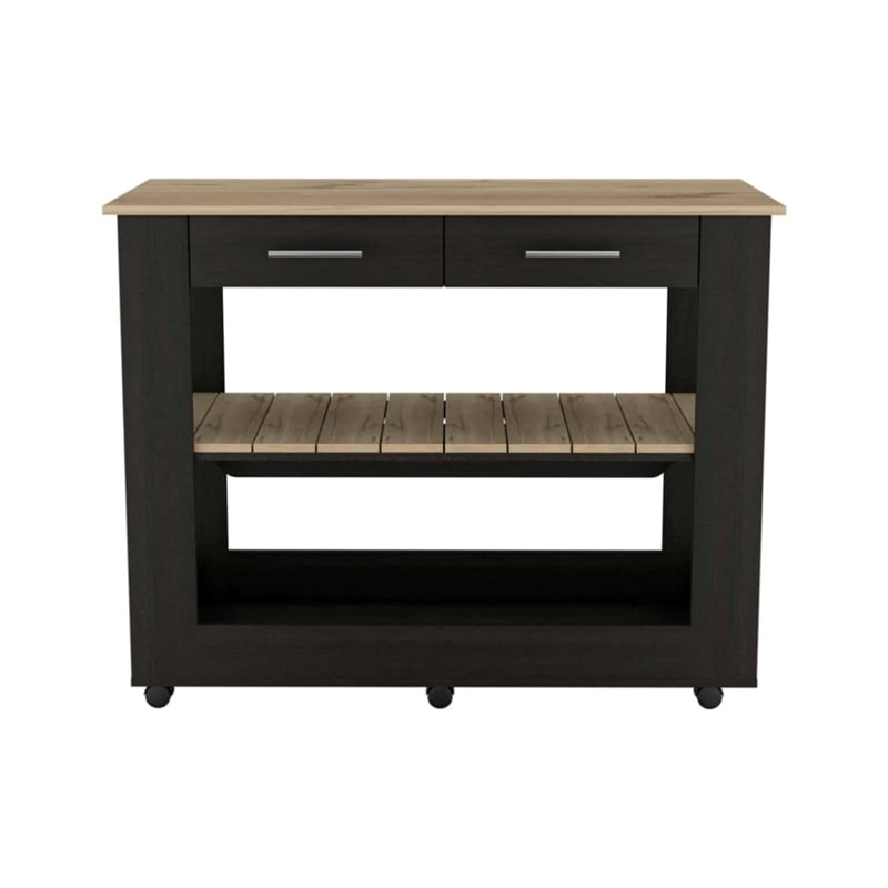 Boahaus Limoges Kitchen Island (Black Wengue / Light Oak)