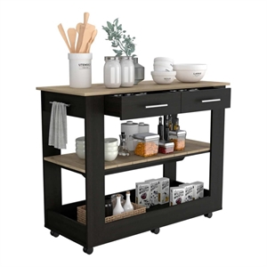 Boahaus Limoges Kitchen Island (Black Wengue / Light Oak)