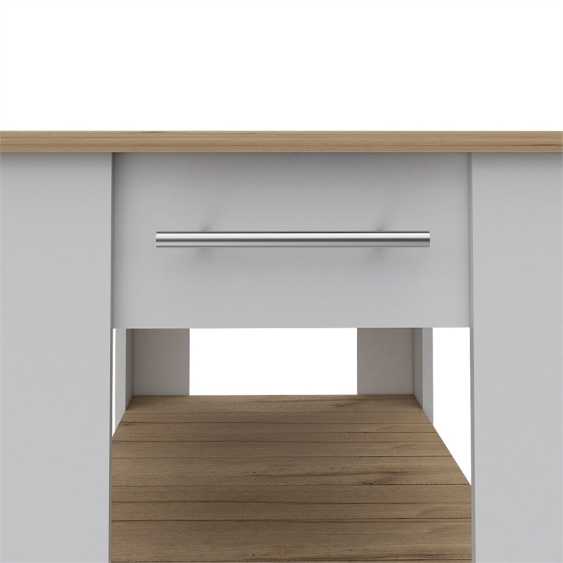 Boahaus Reims Kitchen Island (White / Light Oak)