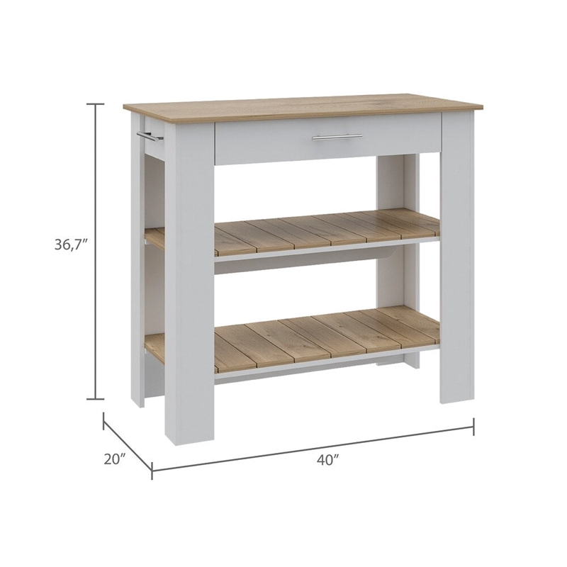 Boahaus Reims Kitchen Island (White / Light Oak)