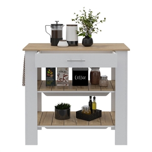 Boahaus Reims Kitchen Island (White / Light Oak)