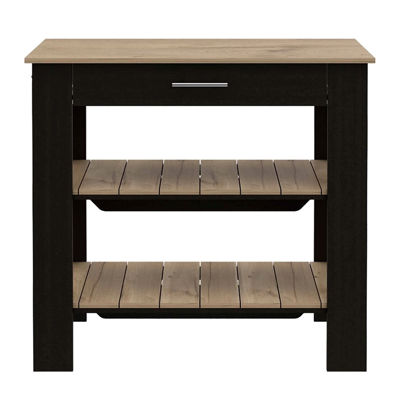 Boahaus Reims Kitchen Island (Black Wengue / Light Oak)