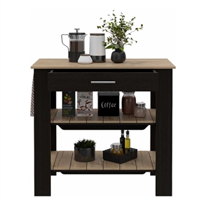 Boahaus Reims Kitchen Island (Black Wengue / Light Oak)