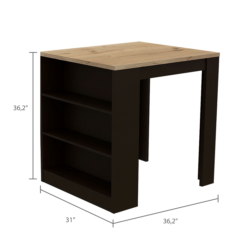 Boahaus Rennes Kitchen Island (Black Wengue / Pine)