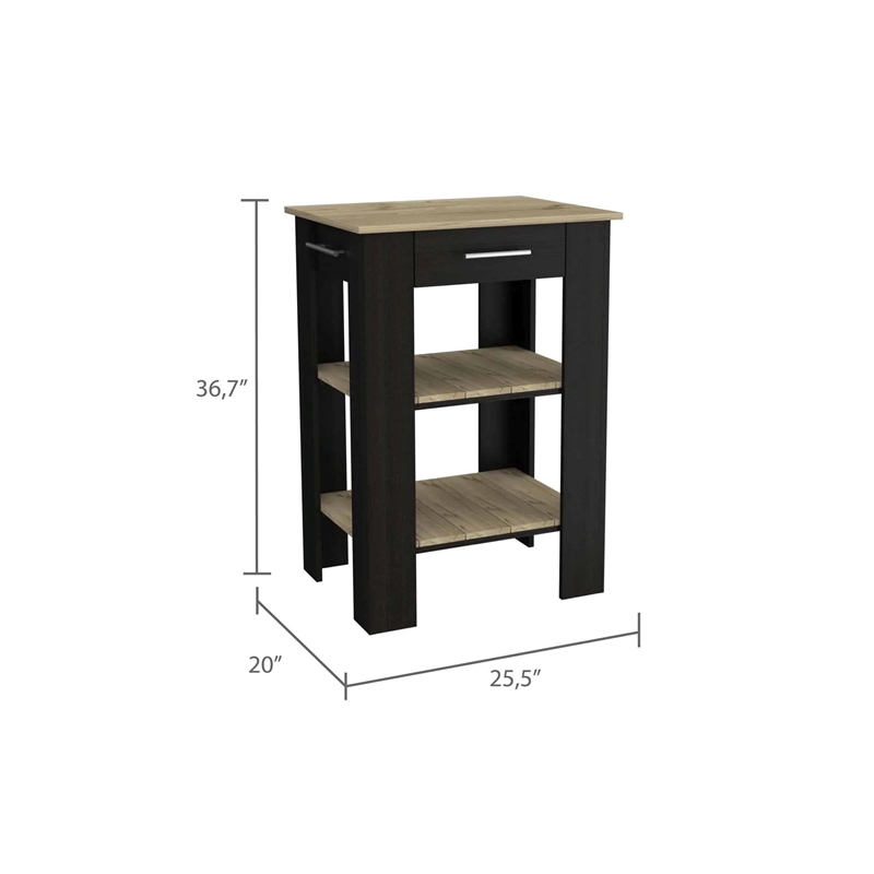 Boahaus Versailles Kitchen Island (Black Wengue / Light Oak)