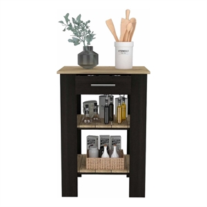 Boahaus Versailles Kitchen Island (Black Wengue / Light Oak)