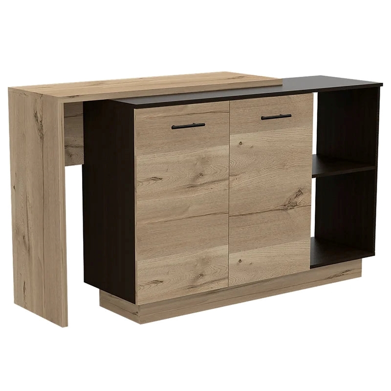 Boahaus Le Mans Kitchen Island (Black Wengue / Light Oak)