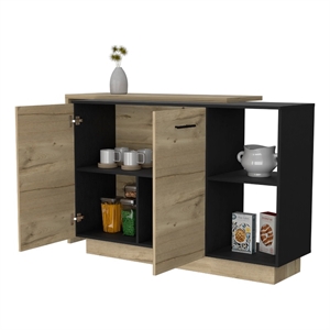 Boahaus Le Mans Kitchen Island (Black Wengue / Light Oak)