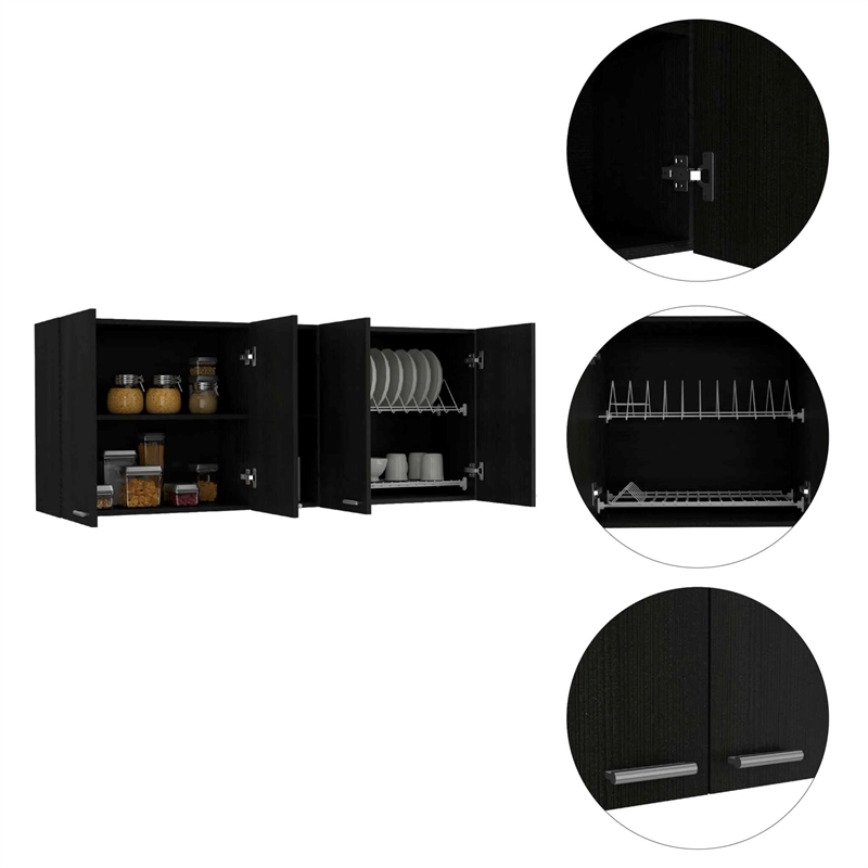 Boahaus Clichy Wall Cabinet (Black Wengue)