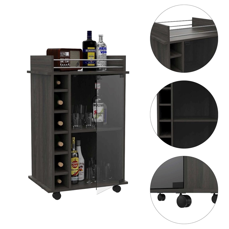 Boahaus Carlisle Bar Cart (Smokey Oak)