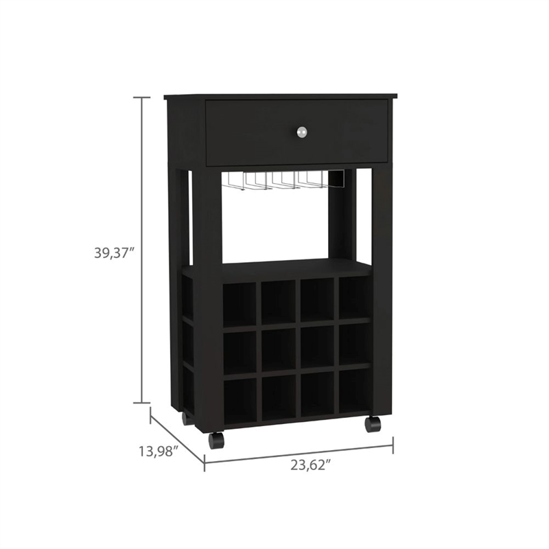 Boahaus Stanley Bar Cart (Black Wengue)