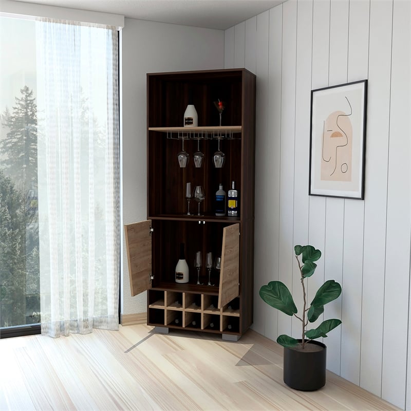 Boahaus Hamilton Bar Cabinet (Dark Oak/Pine)