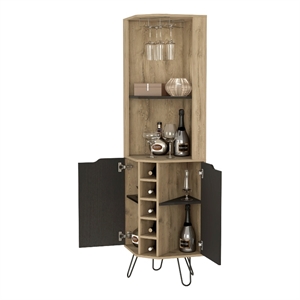 Boahaus Douglas Bar Cabinet (Macadamia/Black Wengue)