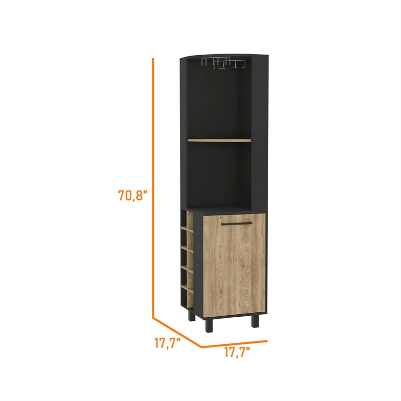 Boahaus Doncaster Bar Cabinet (Black Wengue/Pine)
