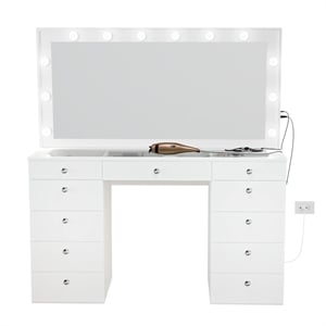 Boahaus Orla EXTRA LARGE Vanity Desk White 11 Drawers Basic Knobs