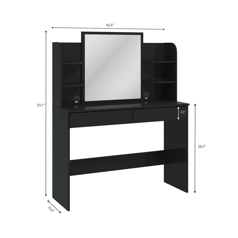 Boahaus Cixi Vanity Desk (Black)