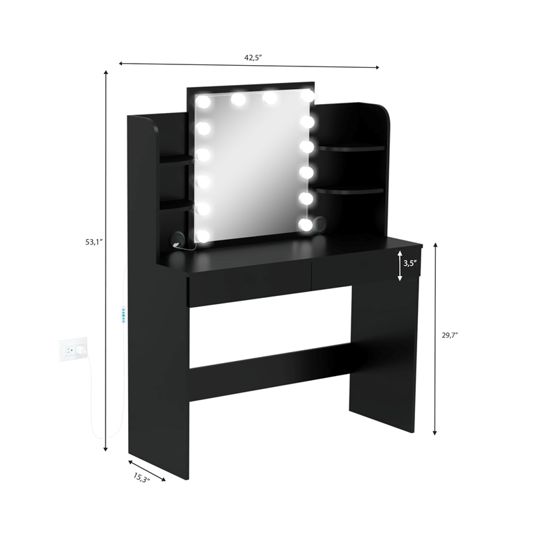 Boahaus Cixi Vanity Desk (Black)