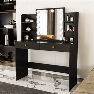 Boahaus Sophie Vanity Desk with Lights (Black)