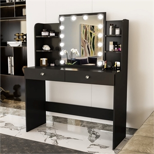 Boahaus Sophie Vanity Desk with Lights (Black)