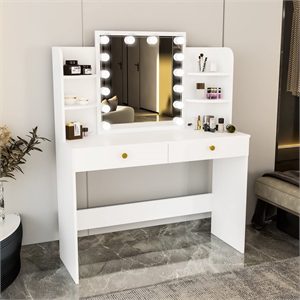 Boahaus Sophie Vanity Desk with Lights (White)