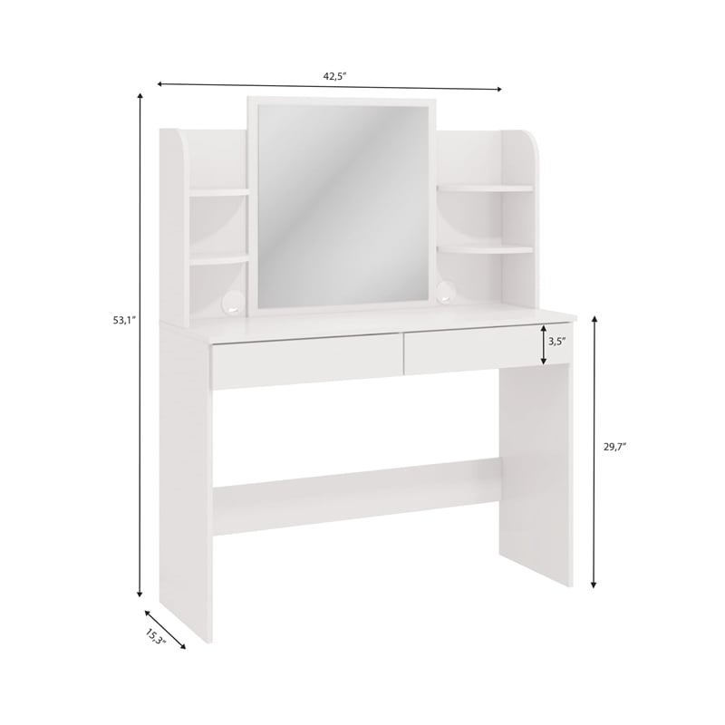 Boahaus Sophie Vanity Desk with Lights (White)