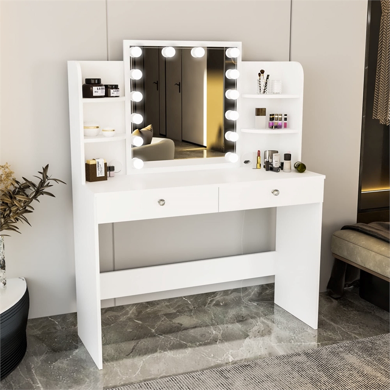 Boahaus Sophie Vanity Desk with Lights (White)