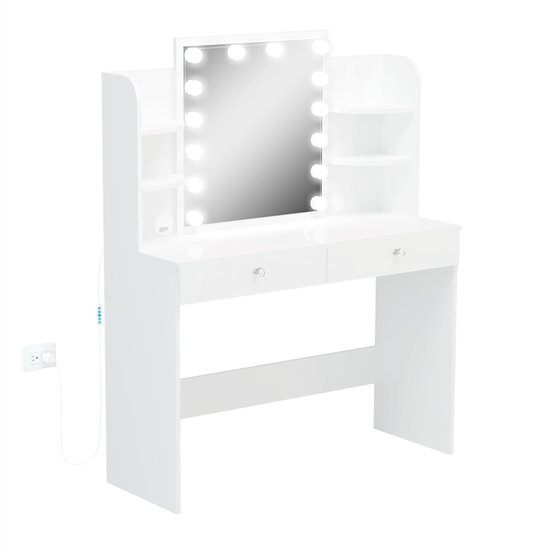 Boahaus Sophie Vanity Desk with Lights (White)
