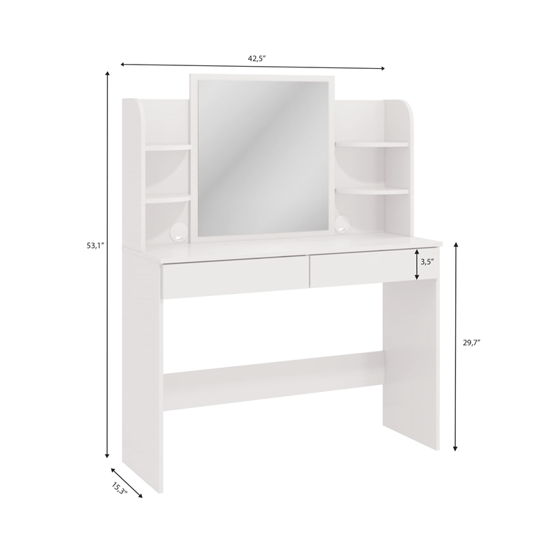 Boahaus Sophie Vanity Desk with Lights (White)