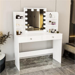 Boahaus Sophie Vanity Desk with Lights (White)