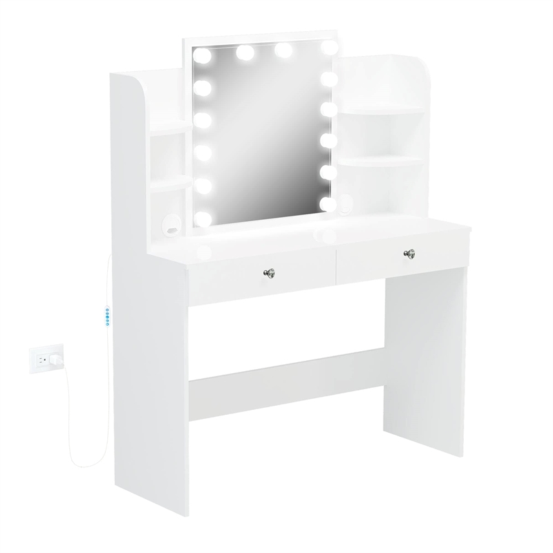 Boahaus Sophie Vanity Desk with Lights (White)