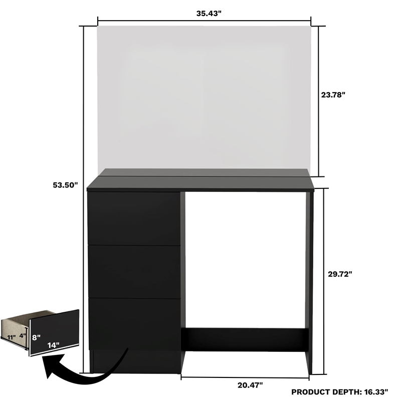 Boahaus Kira Vanity Desk (Black)