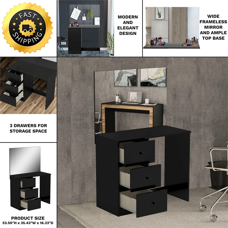 Boahaus Kira Vanity Desk (Black)