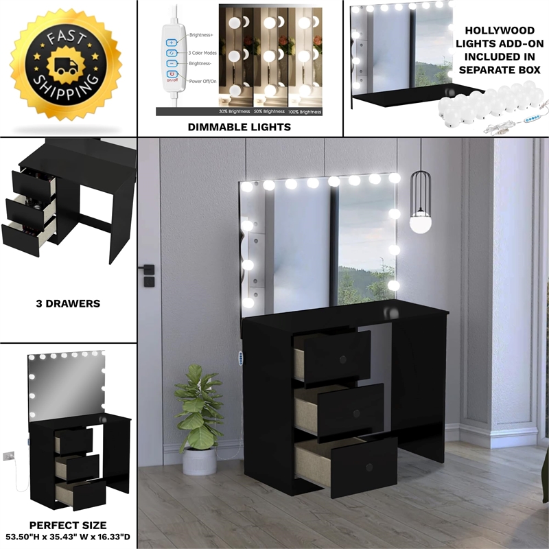 Boahaus Amelia Vanity Desk (Black)