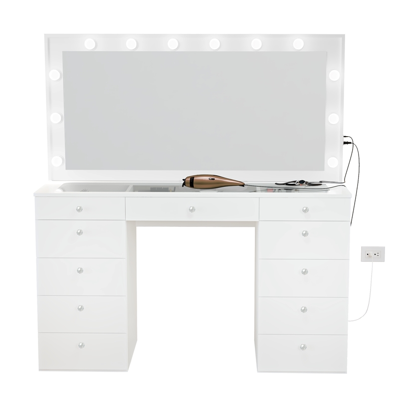 Boahaus Orla Vanity Desk (Crystal Ball Knobs)