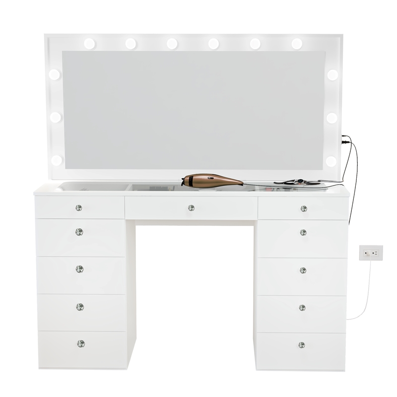Boahaus Orla Vanity Desk (Crystal Knobs)