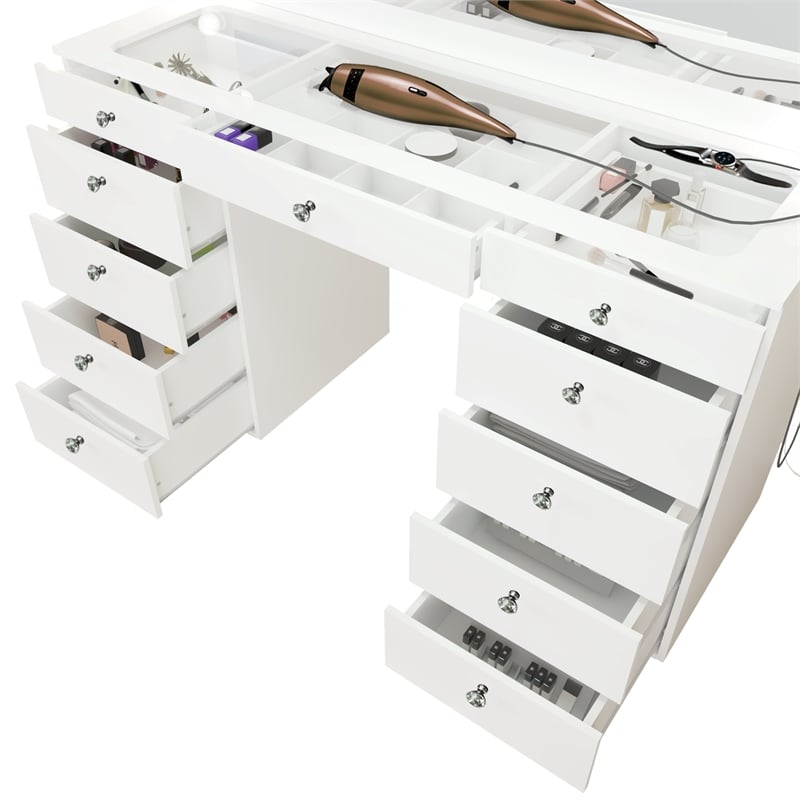 Boahaus Orla Vanity Desk (Crystal Knobs)