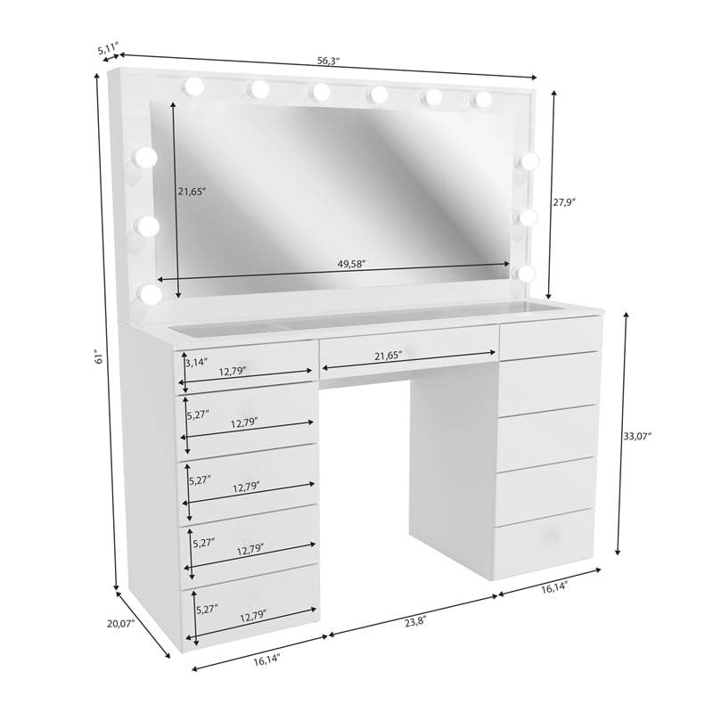 Boahaus Orla Vanity Desk (Crystal Knobs)