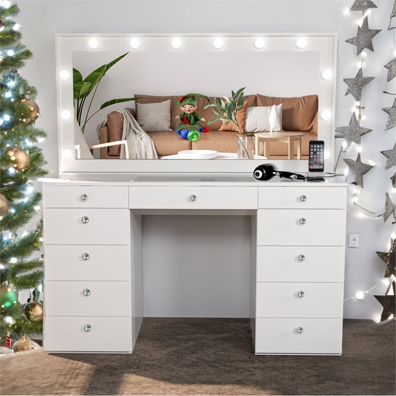 Boahaus Orla Vanity Desk (Crystal Knobs)