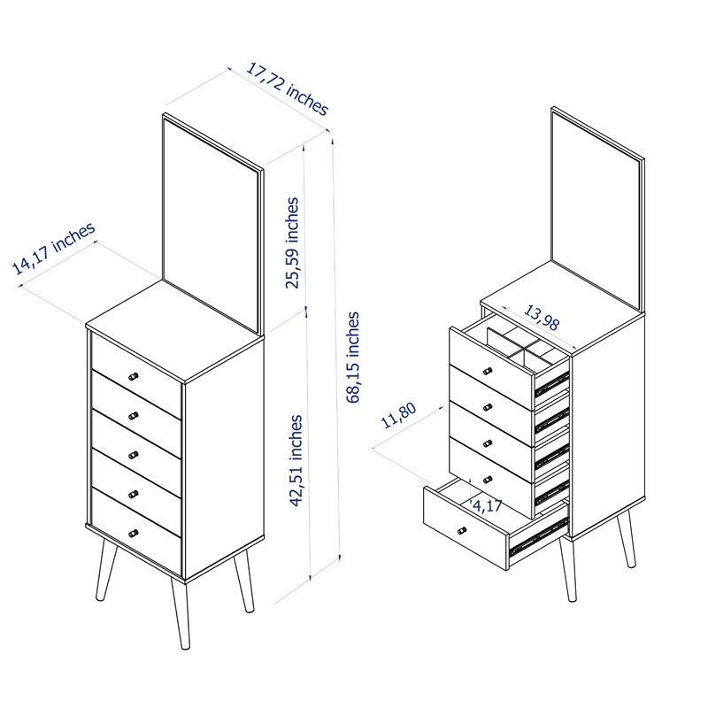 Boahaus Shirin Lighted Dresser Chest (White)